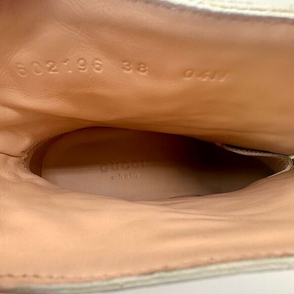 Gucci Trip Combat Zip Boots GG Logo White Quilted Rhombus Block Heel EU 38 US 8 - Picture 11 of 15